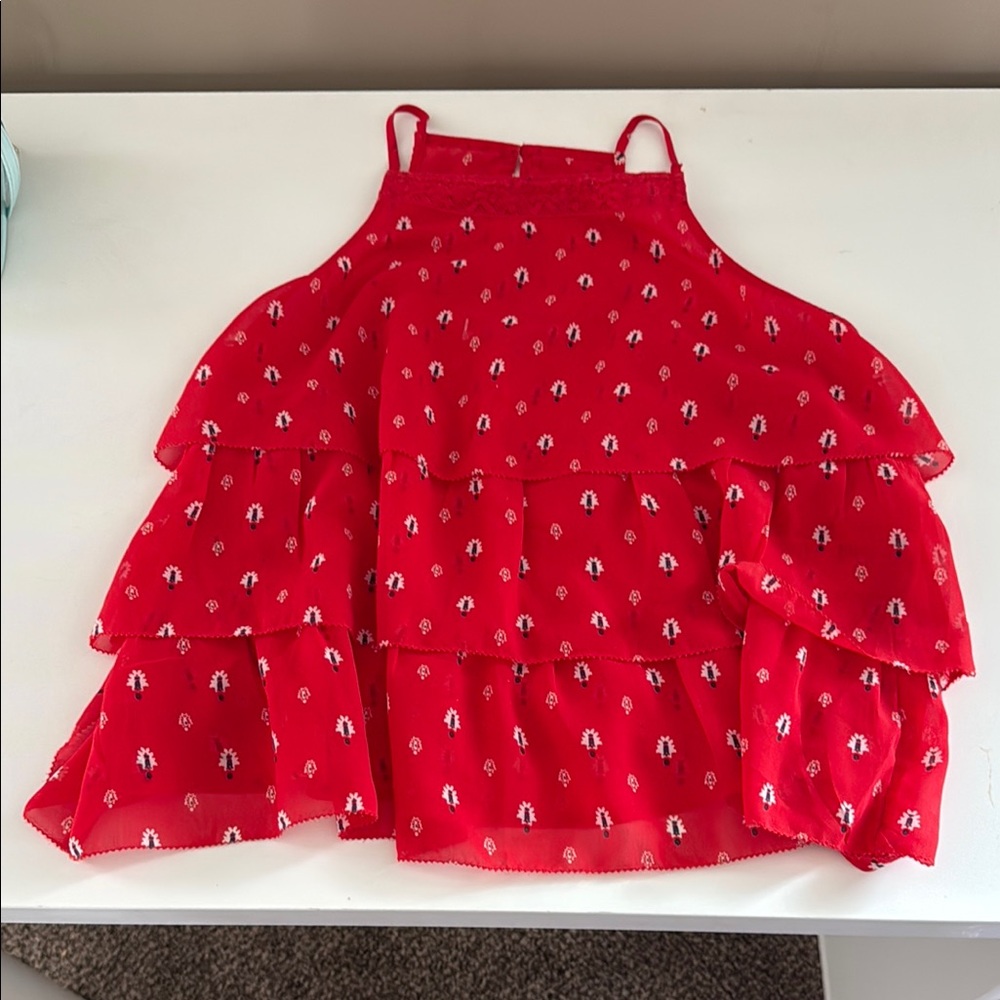 Abercrombie & Fitch Red Tiered Camisole Tank Top